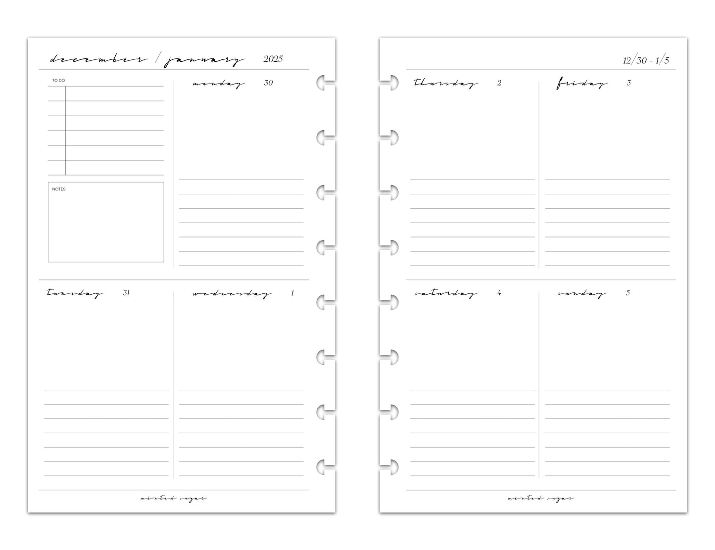 2025 Monthly Weekly Planner Inserts | Vertical | Classic image 5