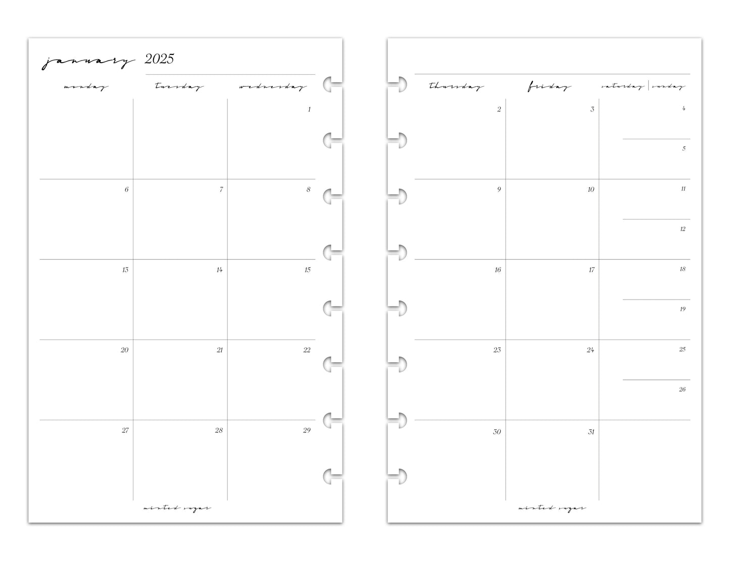 2025 Monthly Weekly Planner Inserts | Vertical | Classic image 3