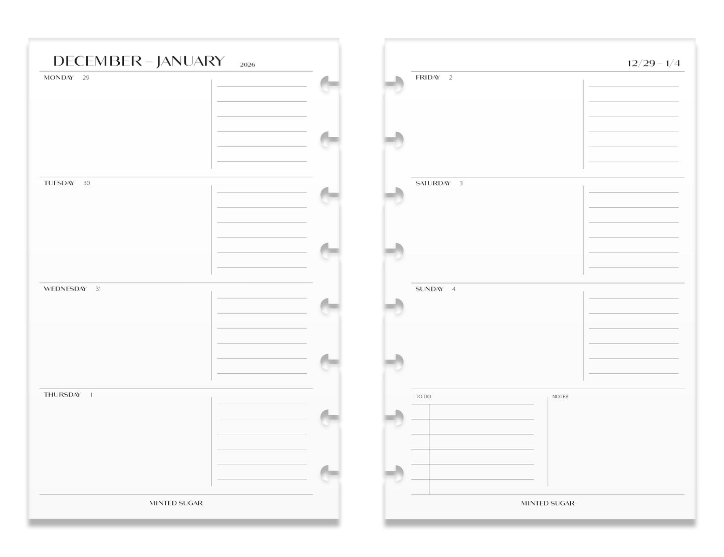 2026 Weekly Insert – Horizontal Layout – No. 2 Font image 7