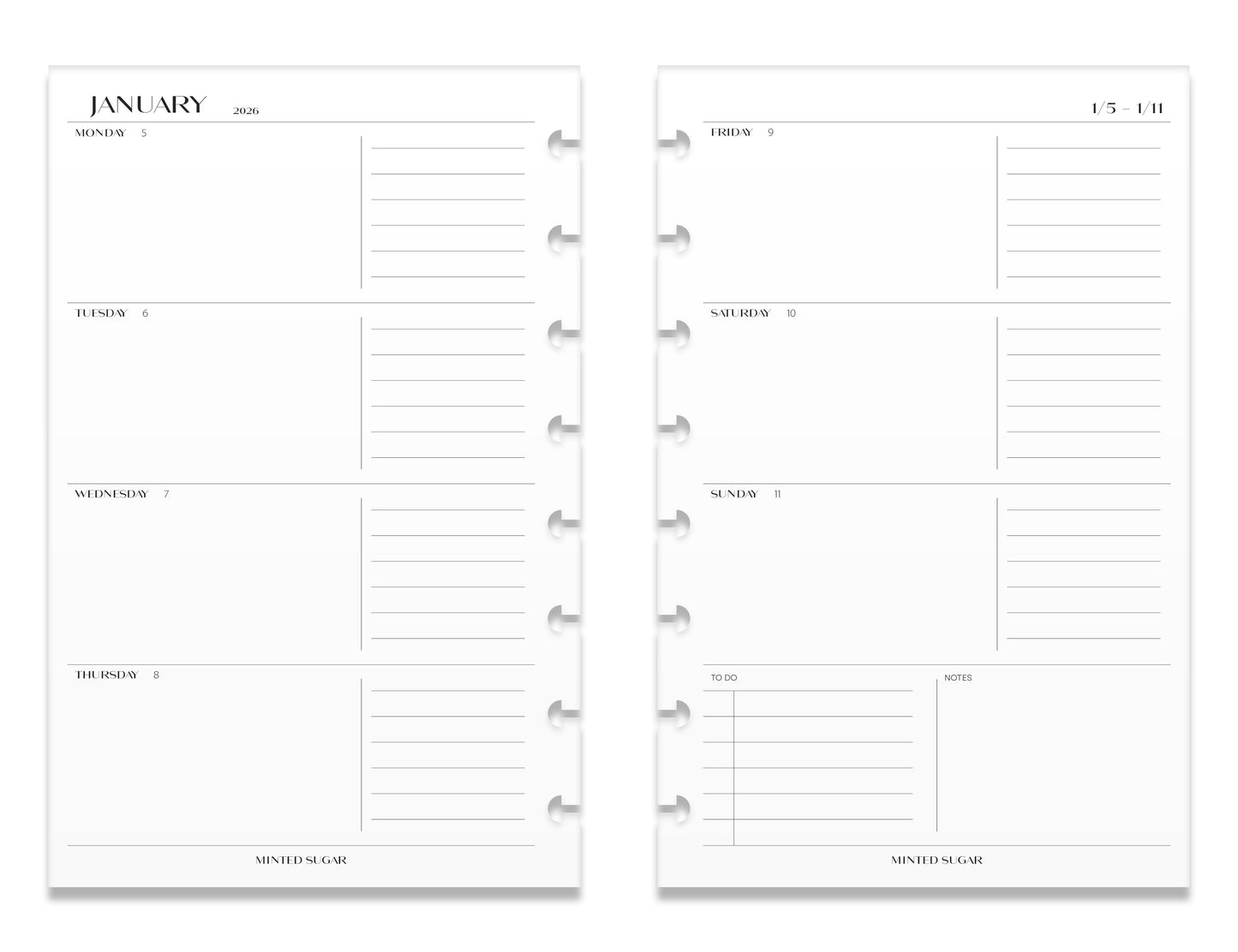 2026 Weekly Insert – Horizontal Layout – No. 2 Font image 8