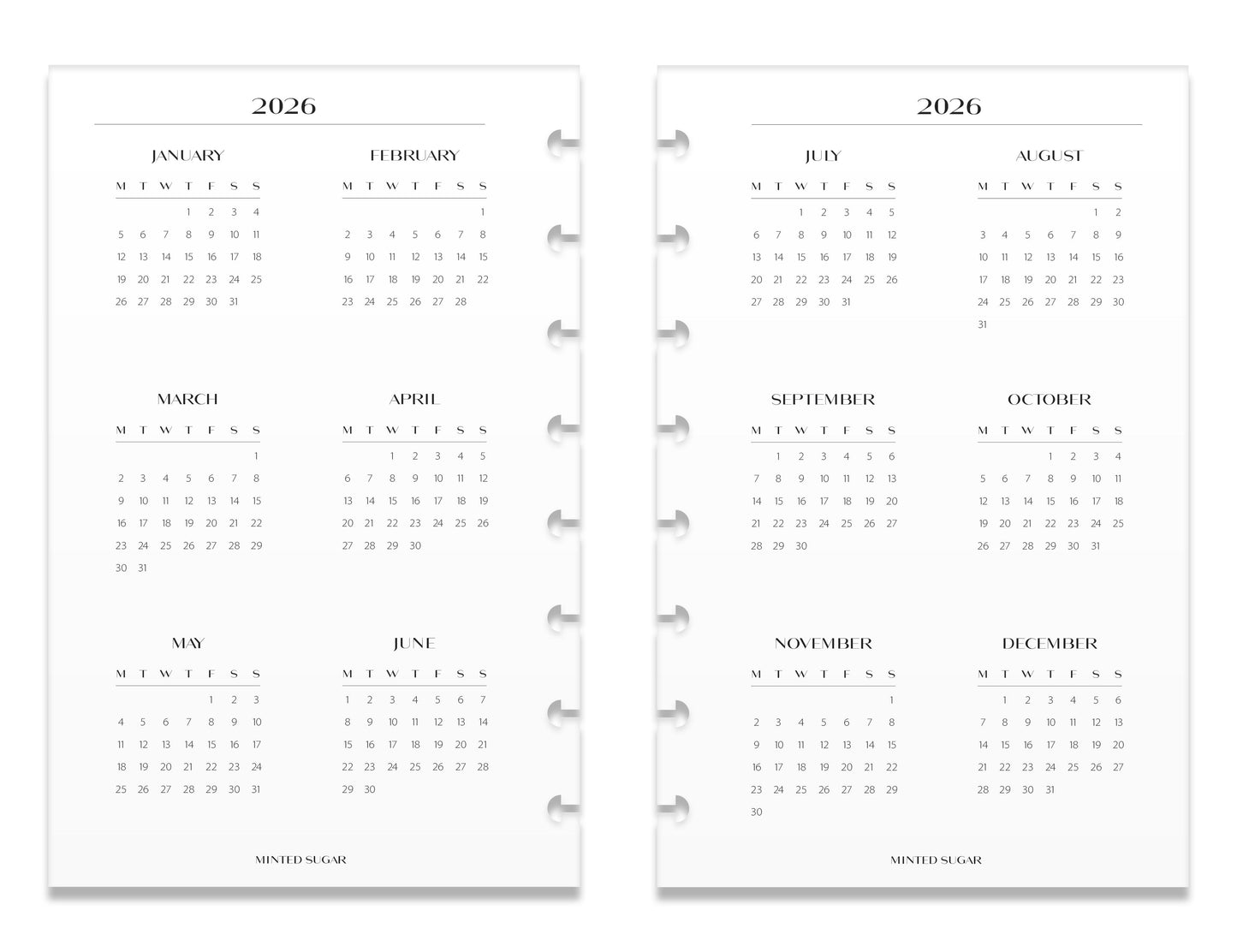 2026 Monthly Insert – One Month One-Page Layout – No. 2 Font image 3