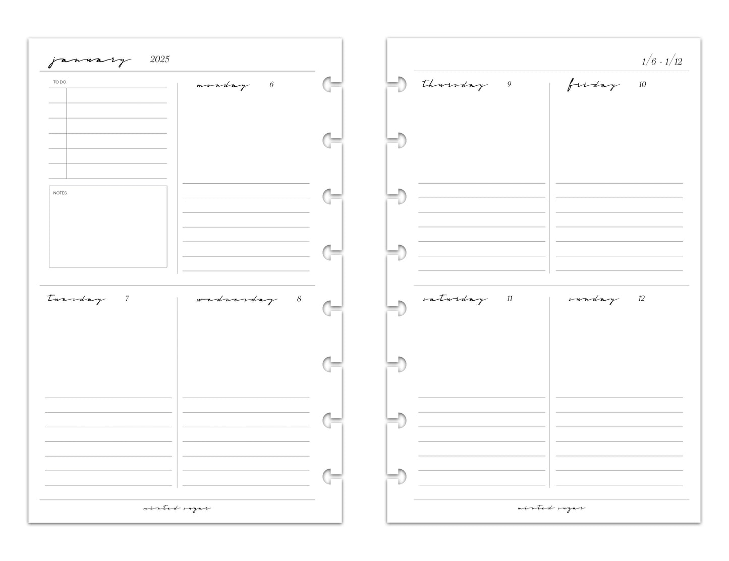 2025 Monthly Weekly Planner Inserts | Vertical | Classic image 6