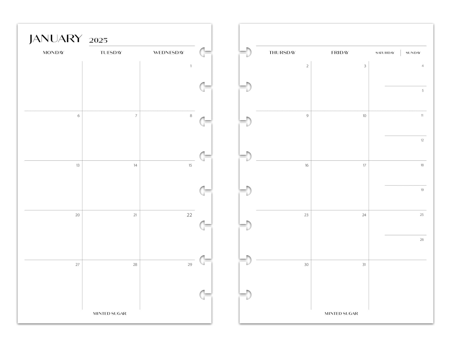 2025 Monthly Weekly Planner Inserts | Vertical | No.2 image 2