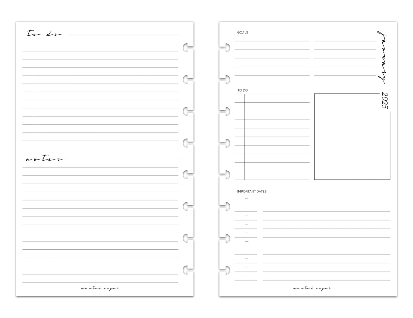 2025 Monthly Weekly Planner Inserts | Horizontal | Classic image 4