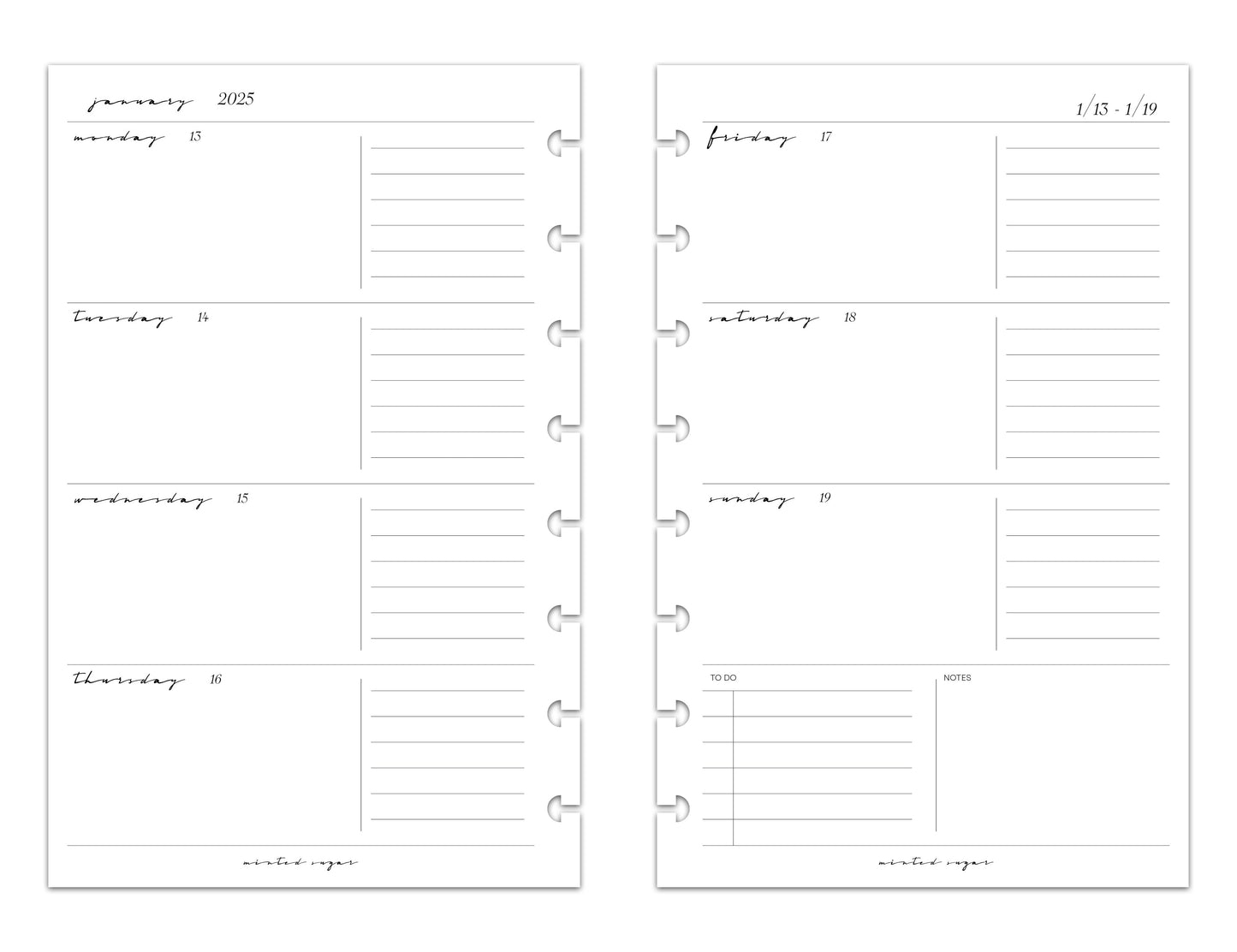 2025 Monthly Weekly Planner Inserts | Horizontal | Classic image 7