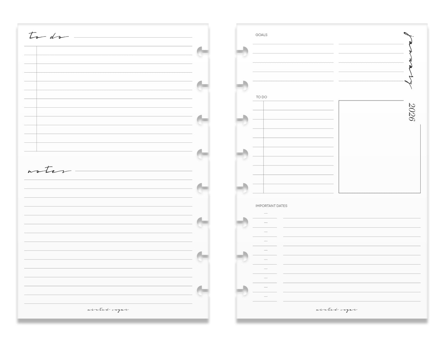 2026 Weekly Insert – Vertical Layout – Classic Font image 6