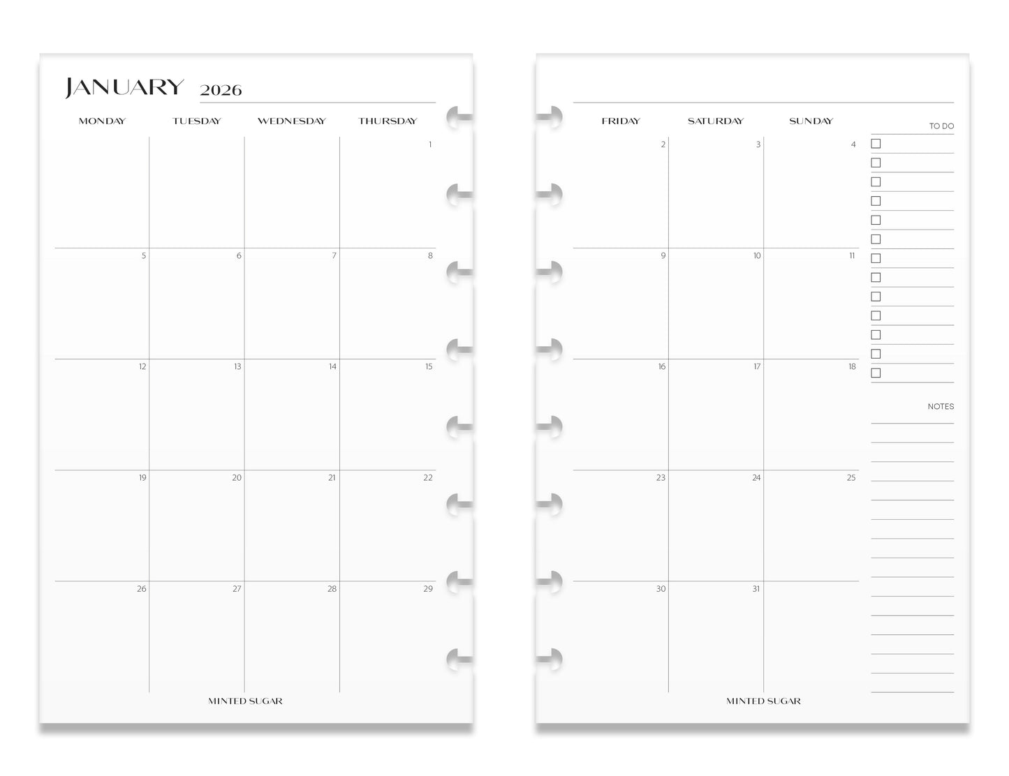 2026 Monthly Insert – Back to Back Layout – No. 2 Font image 5