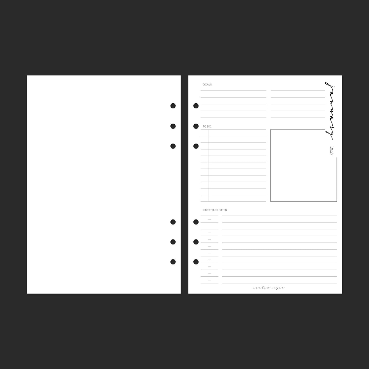 2027 Weekly Vertical, A5, Classic; pages 4–5.