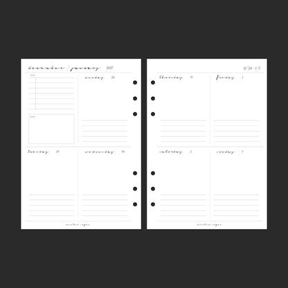 2027 Weekly Vertical, A5, Classic; pages 6–7.