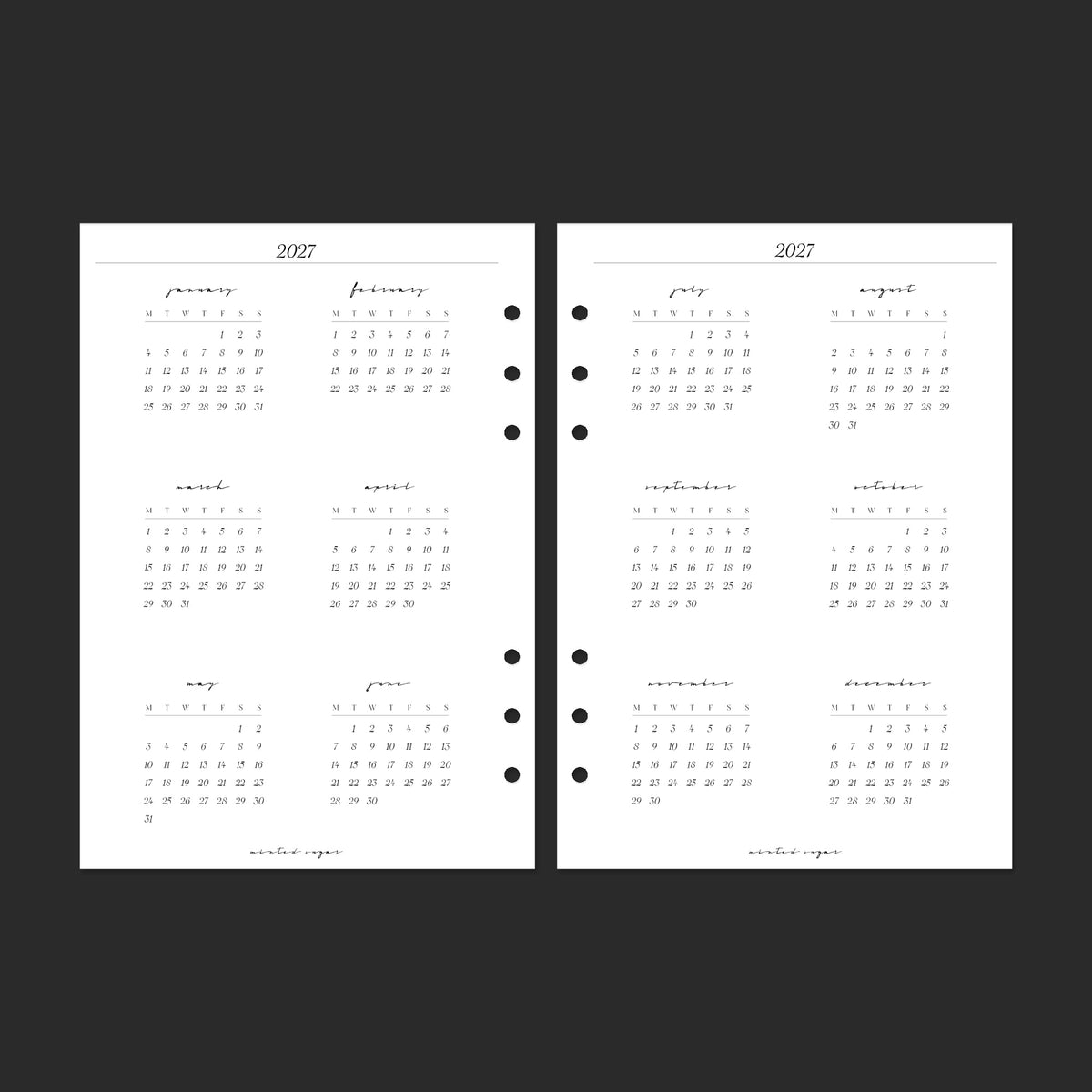 2027 Yearly Overview, A5, Classic; pages 6–7.