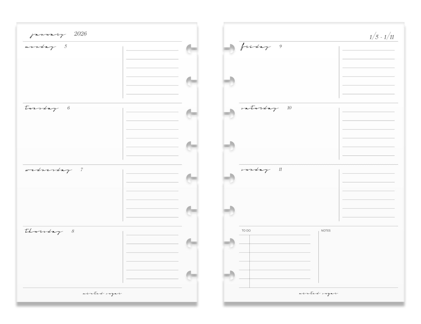 2026 Weekly Insert – Horizontal Layout – Classic Font image 8