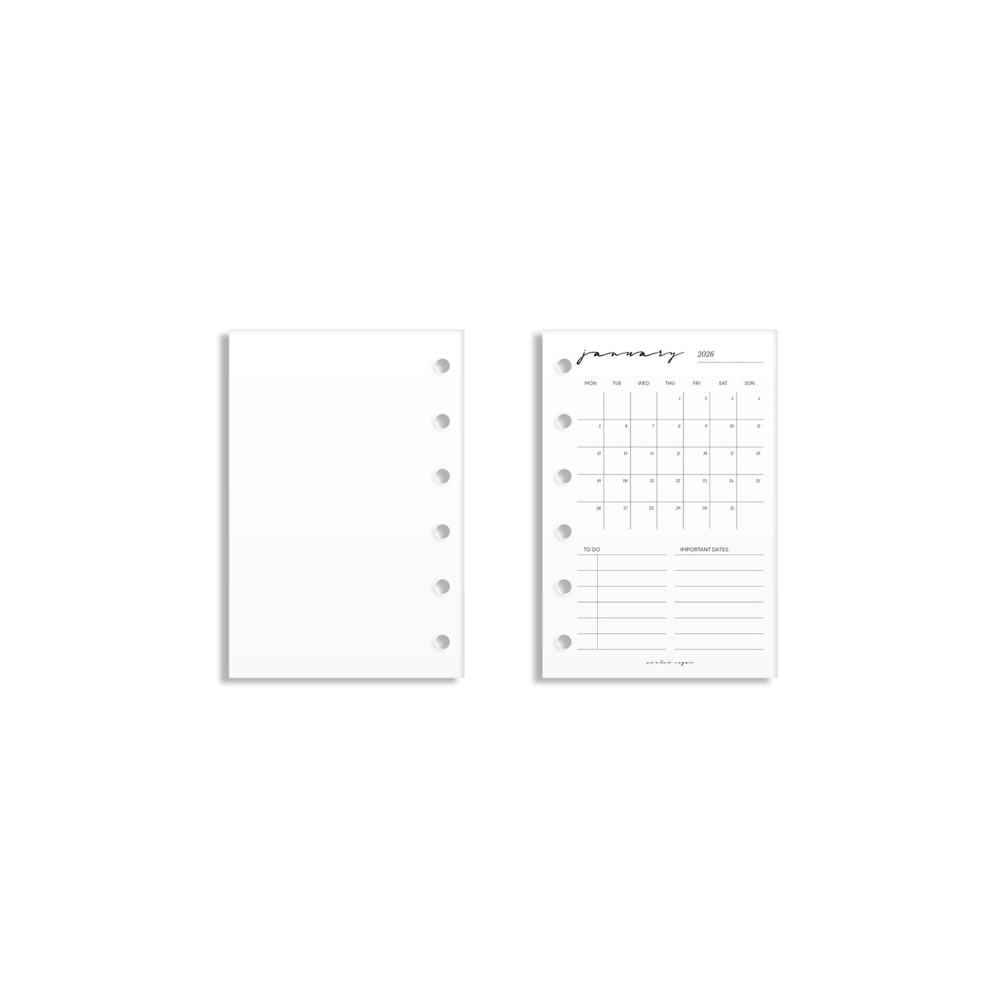 2026 Monthly Insert – One Month One-Page Layout – Classic Font