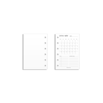 2026 Monthly Insert – One Month One-Page Layout – No. 2 Font