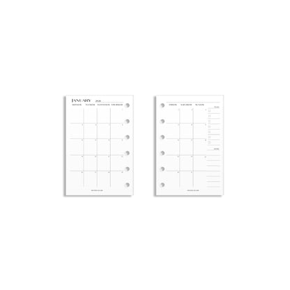 2026 Monthly Insert – Back to Back Layout – No. 2 Font