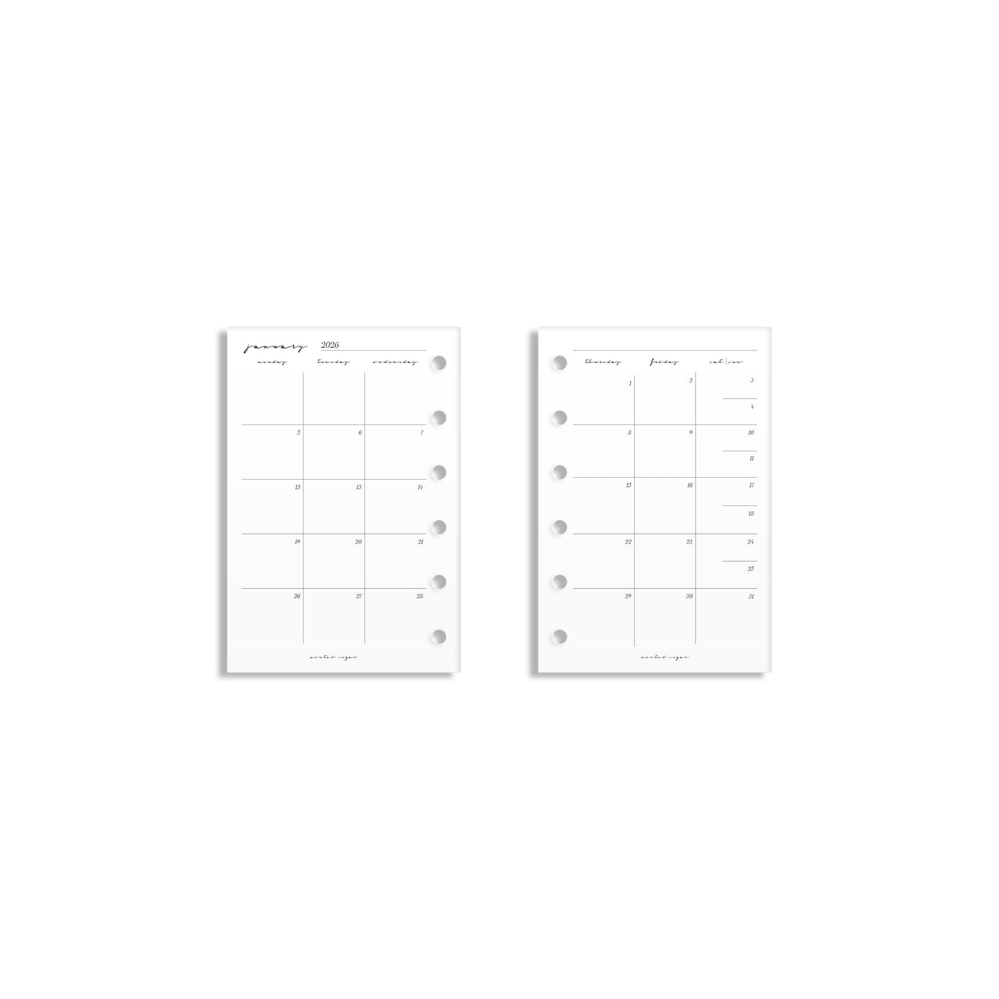 2026 Monthly Insert – Page Break Layout – Classic Font