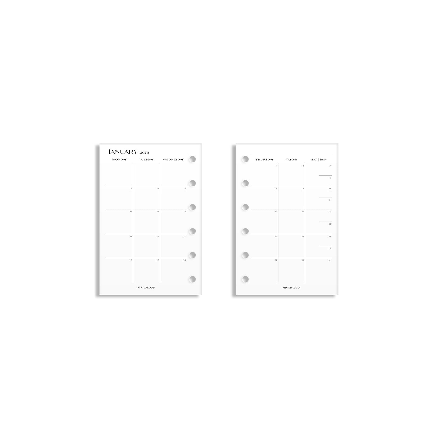 2026 Monthly Insert – Page Break Layout – No. 2 Font