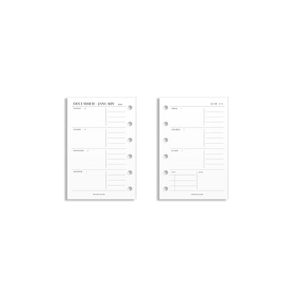 2026 Weekly Insert – Horizontal Layout – No. 2 Font