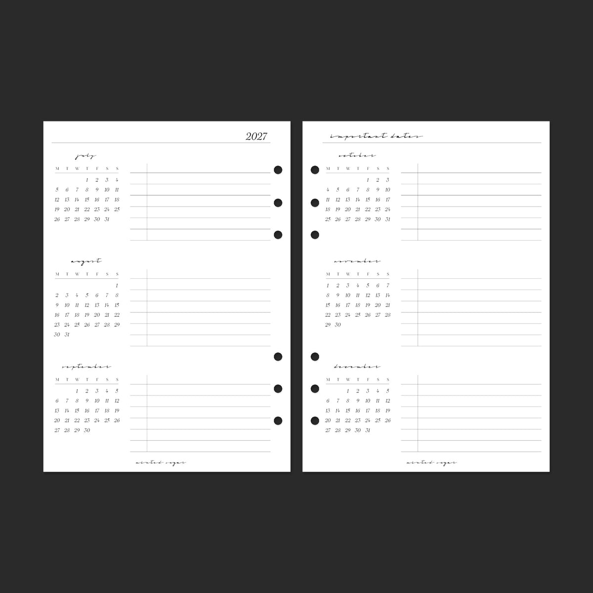 2027 Yearly Overview, A5, Classic; pages 10–11.