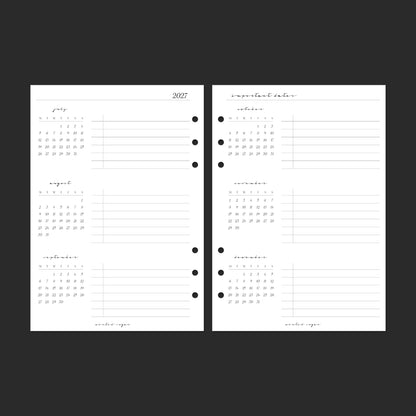 2027 Yearly Overview, A5, Classic; pages 10–11.