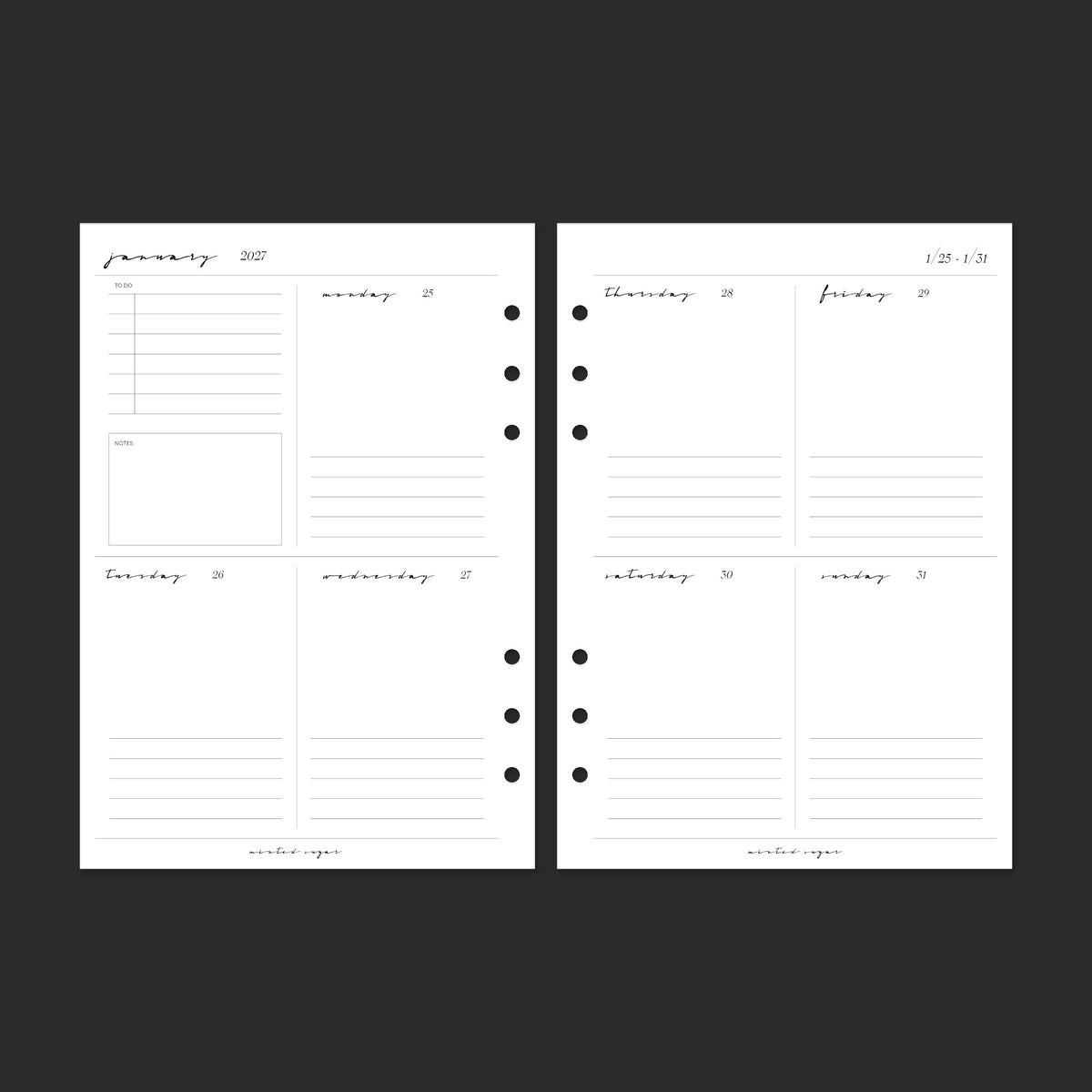 2027 Weekly Vertical, A5, Classic; pages 14–15.