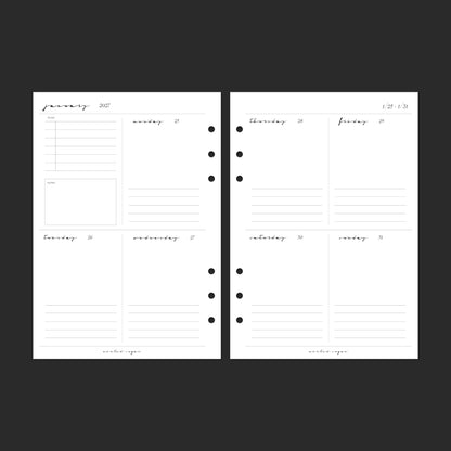 2027 Weekly Vertical, A5, Classic; pages 14–15.