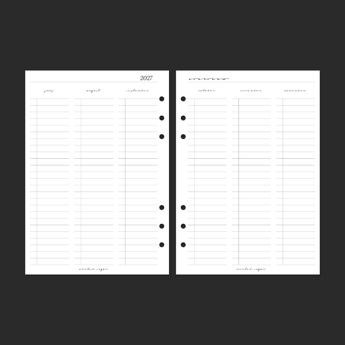 2027 Yearly Overview, A5, Classic; pages 16–17.