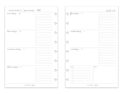 2025 Monthly Weekly Planner Inserts | Horizontal | Classic image 5