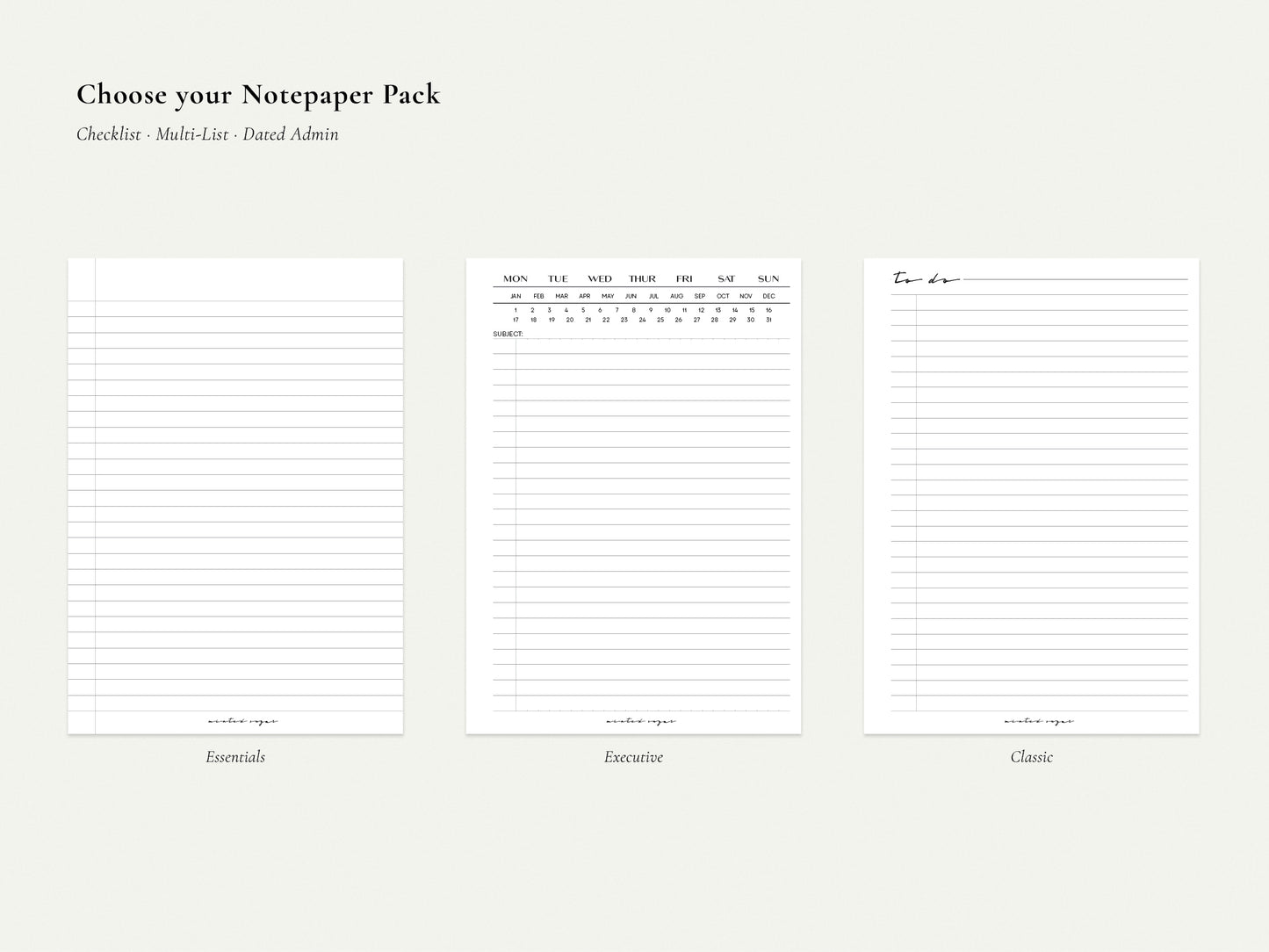 Digital Notepaper Pack | Printable Planner Pages PDF