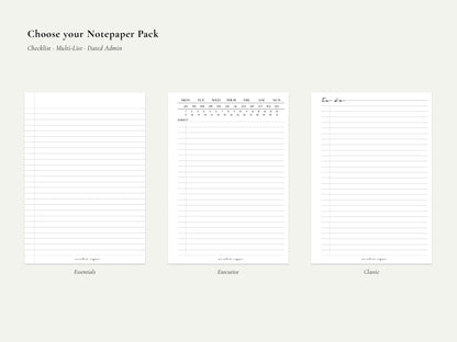 Digital Notepaper Pack | Printable Planner Pages PDF