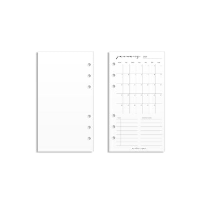 2026 Monthly Insert – One Month One-Page Layout – Classic Font