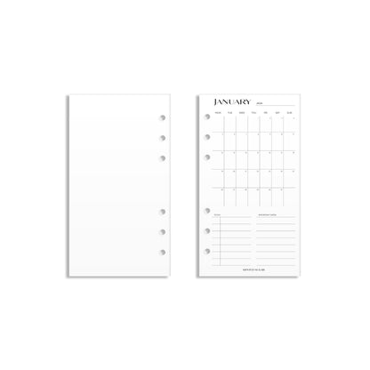 2026 Monthly Insert – One Month One-Page Layout – No. 2 Font