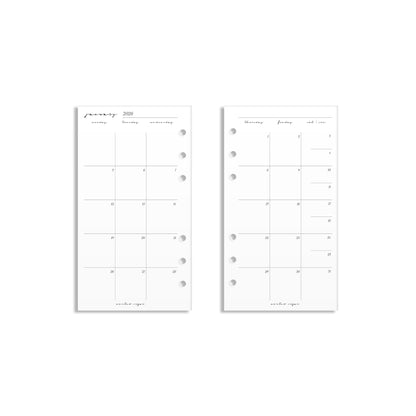 2026 Monthly Insert – Page Break Layout – Classic Font
