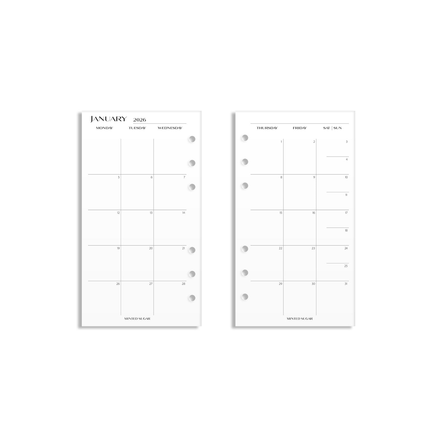 2026 Monthly Insert – Page Break Layout – No. 2 Font