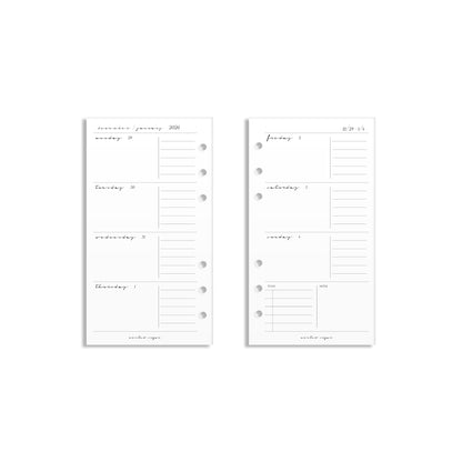2026 Weekly Insert – Horizontal Layout – Classic Font