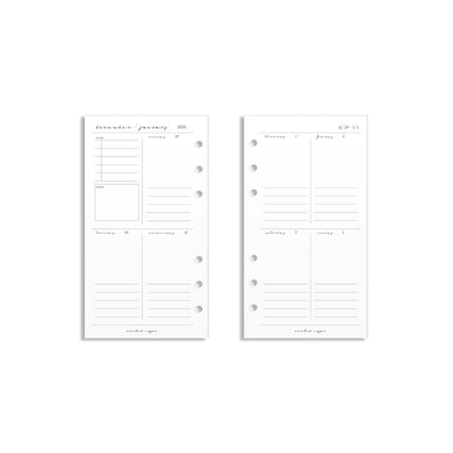 2026 Weekly Insert – Vertical Layout – Classic Font
