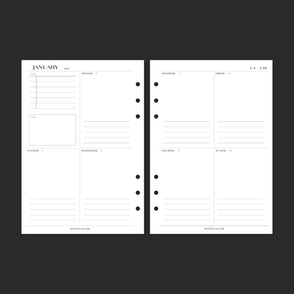 2027 Weekly Vertical, A5, No.2 font — week of January 4, 2027.