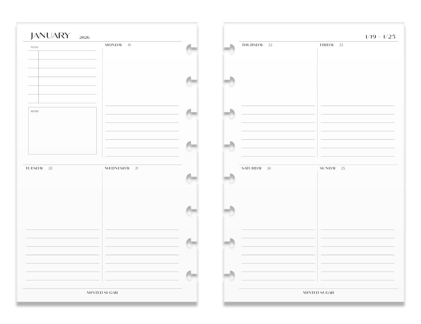 2026 Weekly Insert – Vertical Layout – No. 2 Font image 10