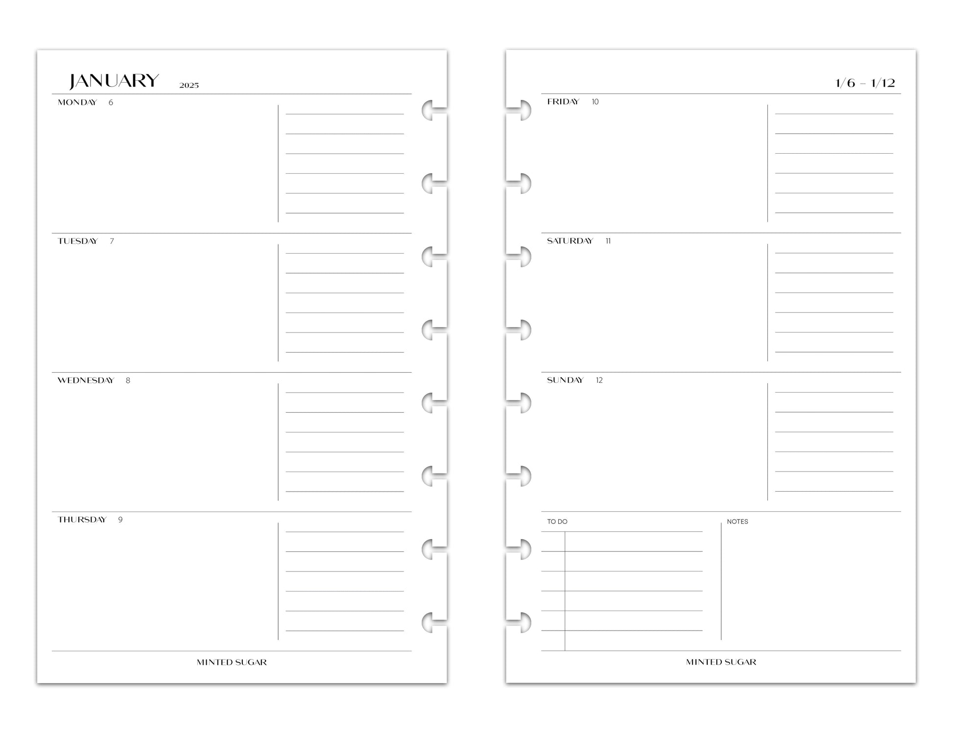 2025 Monthly Weekly Planner Inserts | Horizontal | No.2 image 6