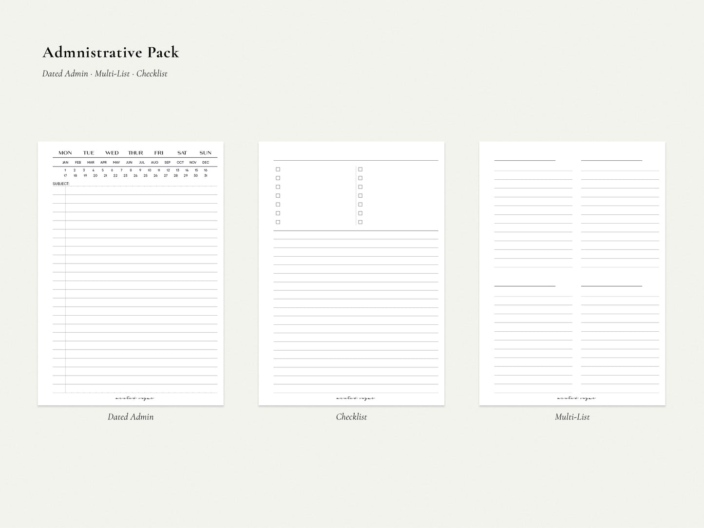 Digital Notepaper Pack | Printable Planner Pages PDF
