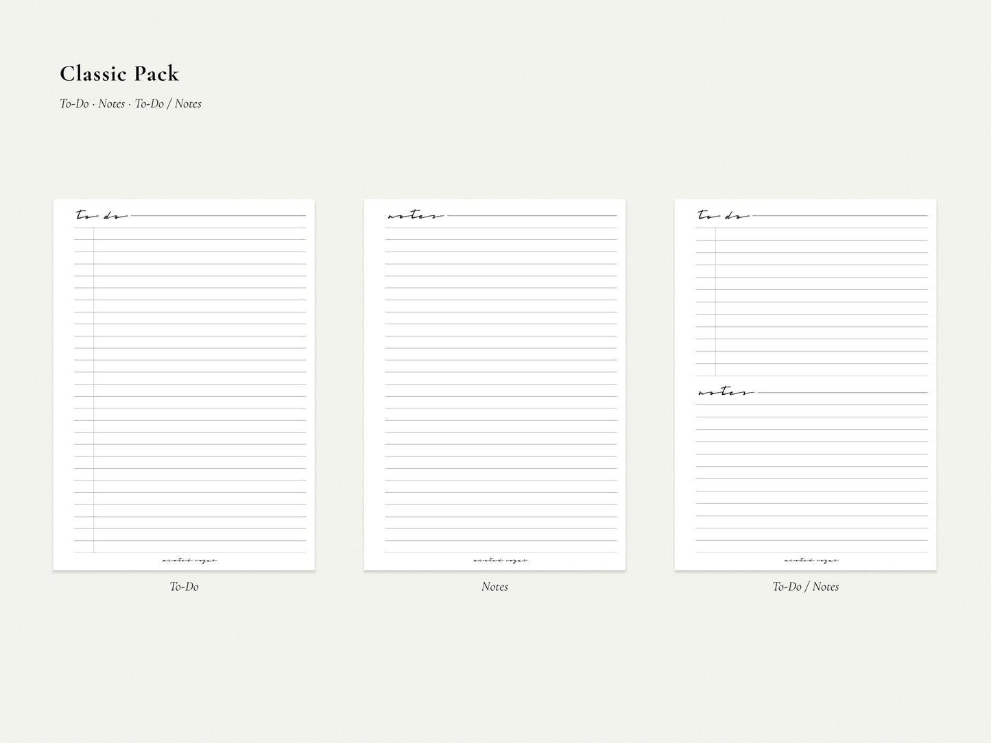 Digital Notepaper Pack | Printable Planner Pages PDF