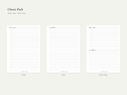 Digital Notepaper Pack | Printable Planner Pages PDF