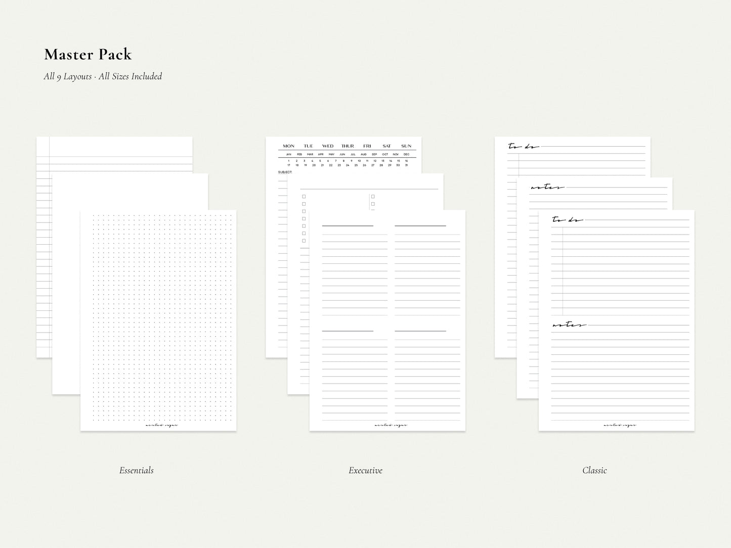 Digital Notepaper Pack | Printable Planner Pages PDF