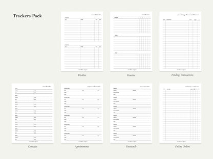 Digital Trackers – Passwords, Orders, Routines | Printable PDF