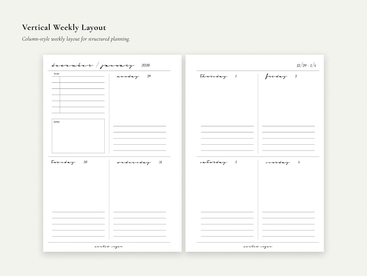 Digital Weekly Inserts | Printable Planner PDF
