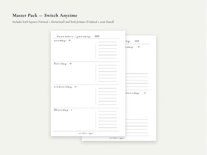 Digital Weekly Inserts | Printable Planner PDF