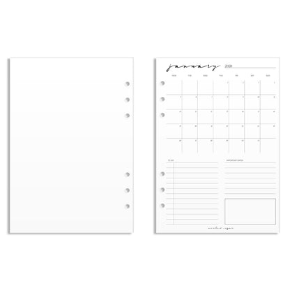 2026 Monthly Insert – One Month One-Page Layout – Classic Font