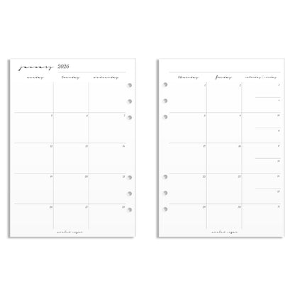 2026 Monthly Insert – Page Break Layout – Classic Font
