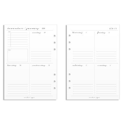 2026 Weekly Insert – Vertical Layout – Classic Font
