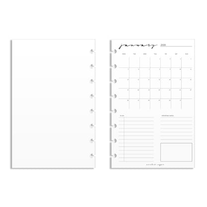 2026 Monthly Insert – One Month One-Page Layout – Classic Font
