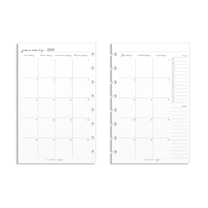 2026 Monthly Insert – Back to Back Layout – Classic Font